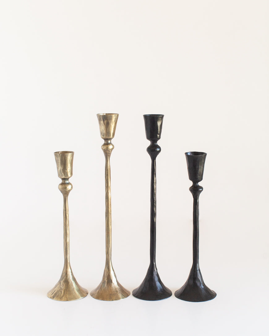 Gemini Hand-Forged Iron Candle Stands | Set of 2