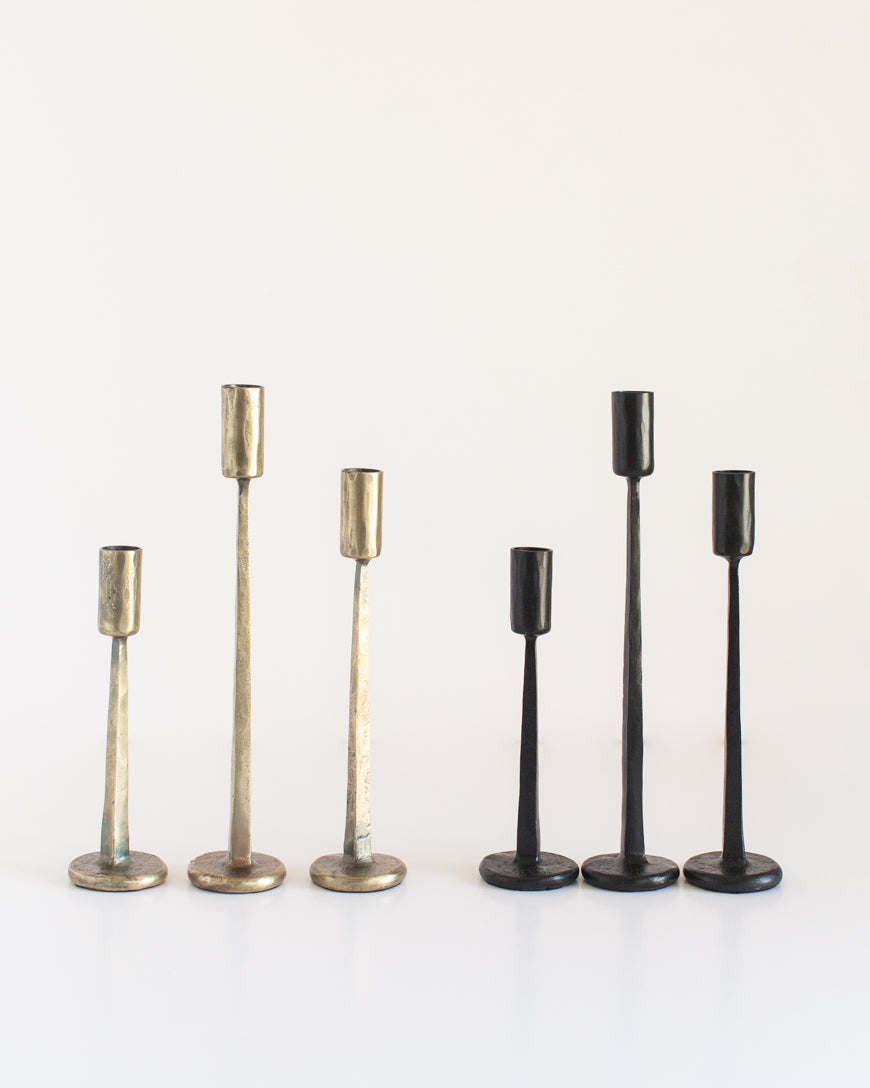 Dante Hand-Forged Iron Candle Stands | Set of 3