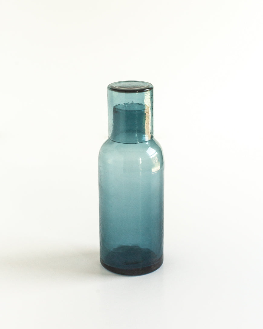 Handblown Glass Carafe with a Unique Hammered Texture