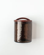 Handblown Hammered Glass Canisters with Wood Lid