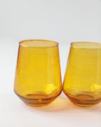 Handblown Hammered Glass Stemless Tumblers | Set of 2