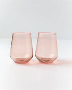 Handblown Hammered Glass Stemless Tumblers | Set of 2