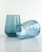 Handblown Hammered Glass Stemless Tumblers | Set of 2