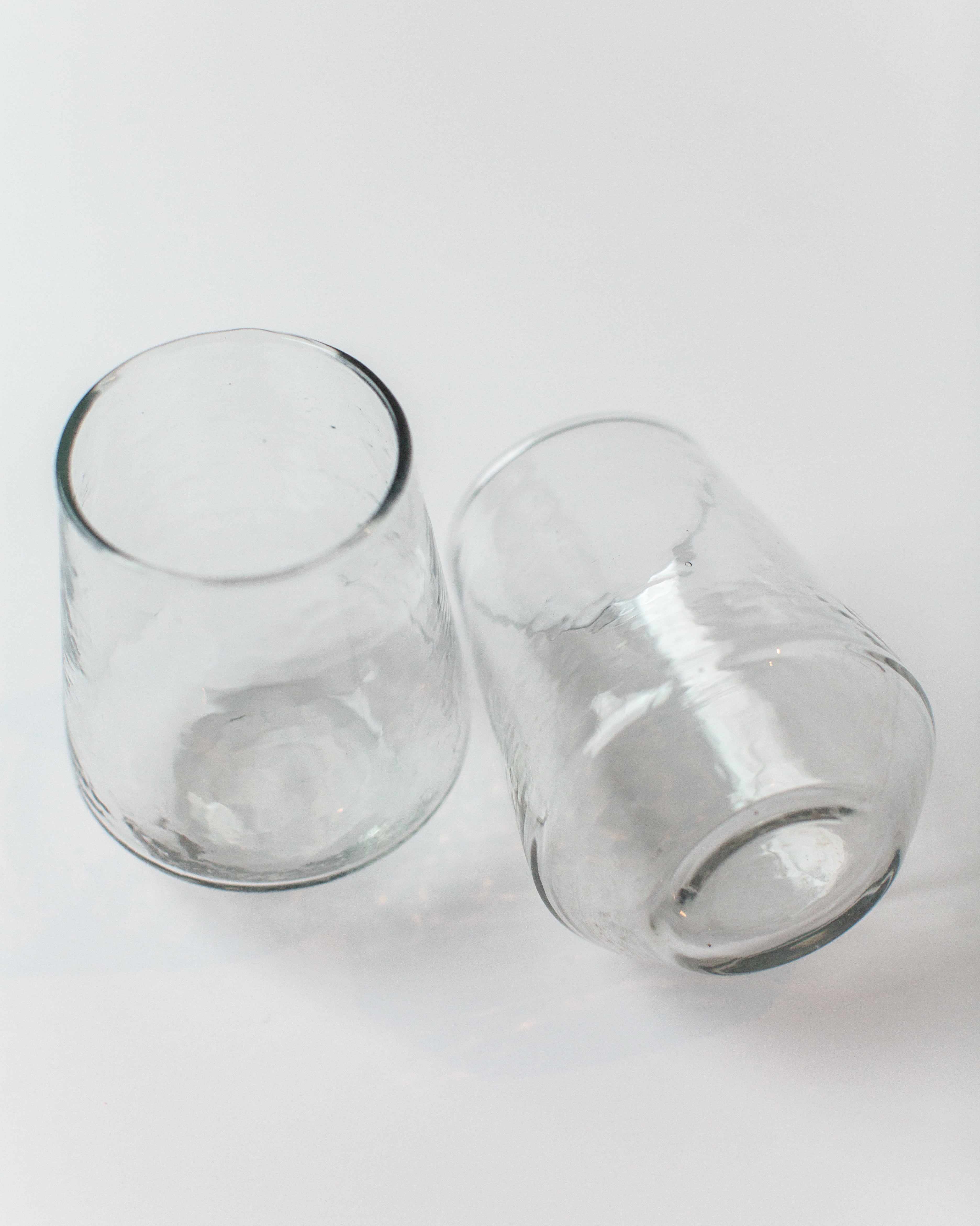 Handblown Hammered Glass Stemless Tumblers | Set of 2