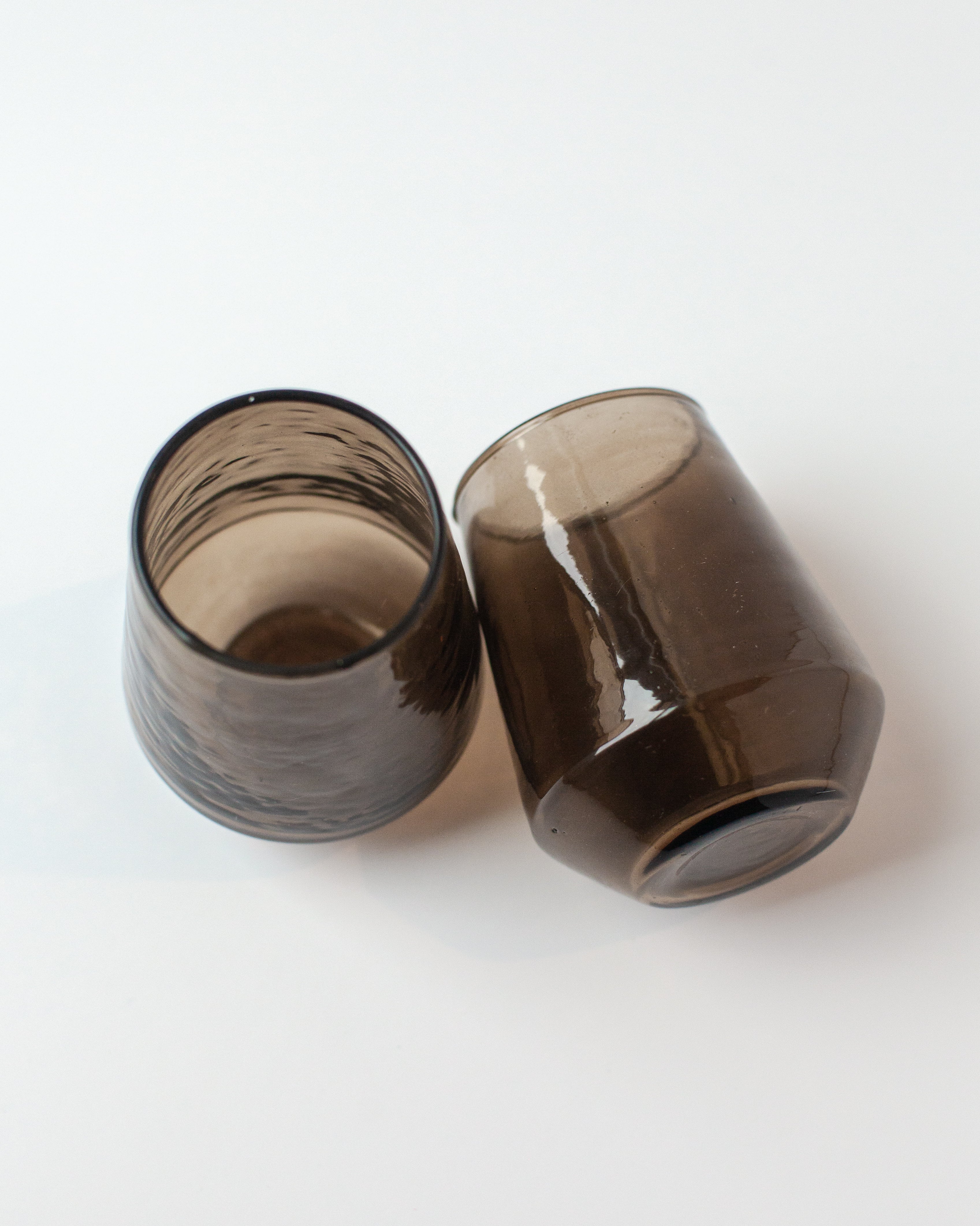Handblown Hammered Glass Stemless Tumblers | Set of 2