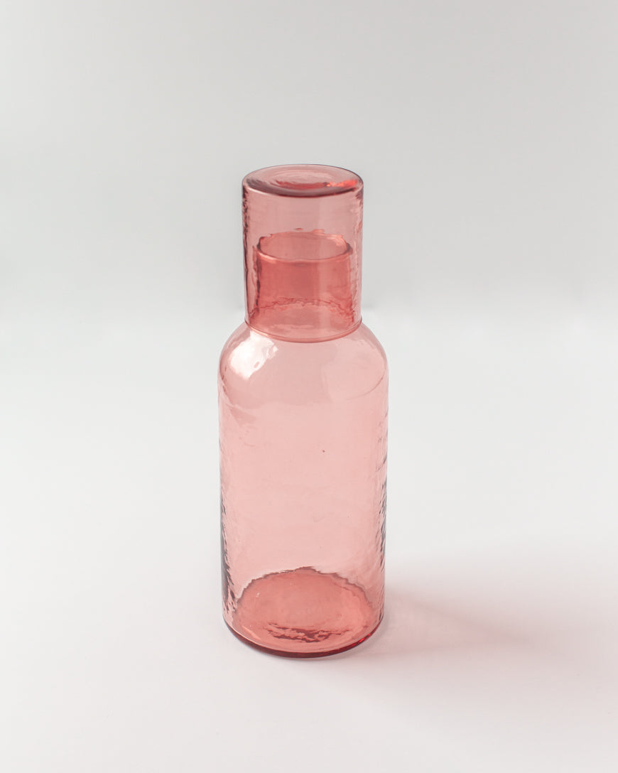 Handblown Glass Carafe with a Unique Hammered Texture