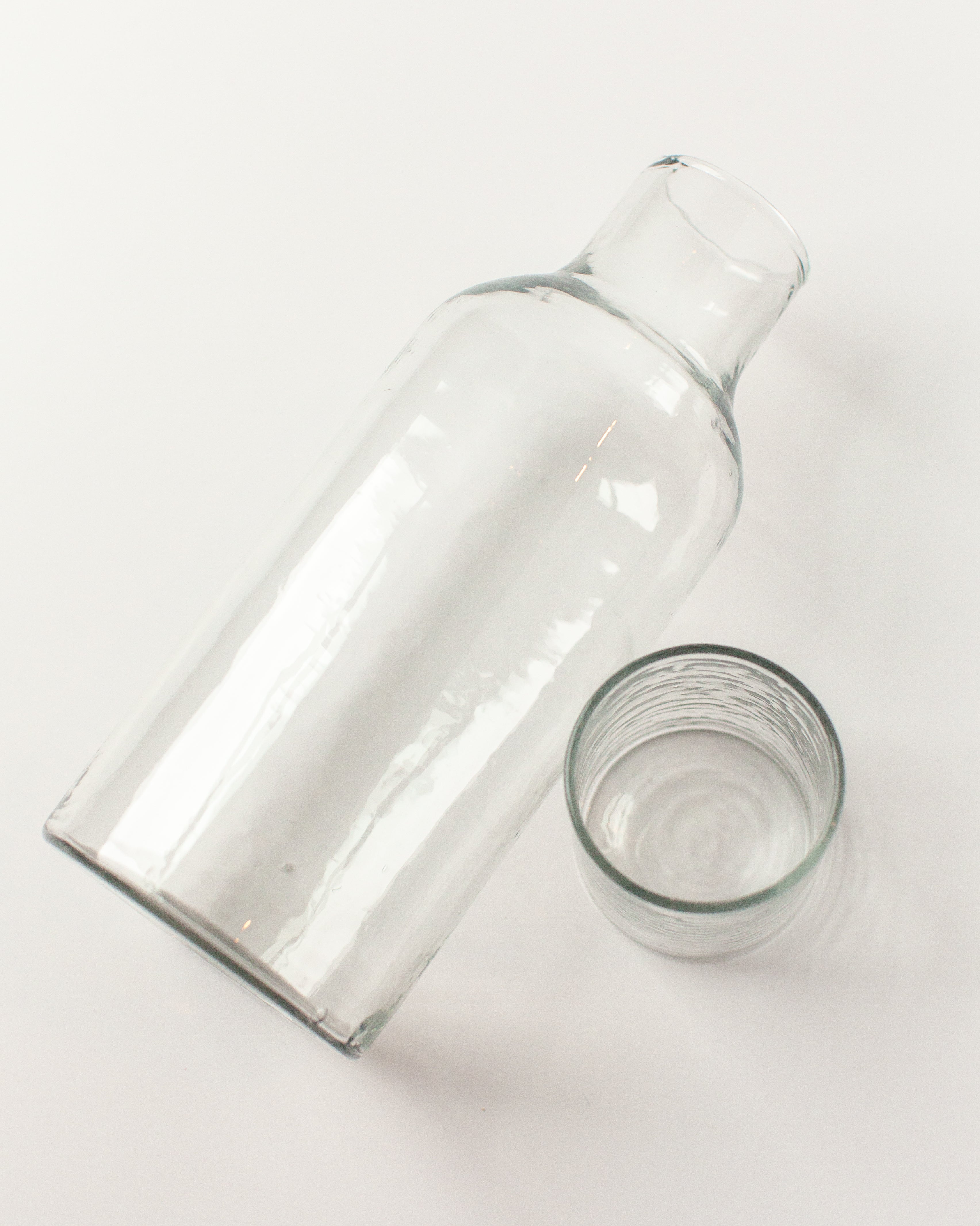 Handblown Glass Carafe with a Unique Hammered Texture