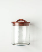 Handblown Hammered Glass Canisters with Wood Lid