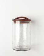 Handblown Hammered Glass Canisters with Wood Lid