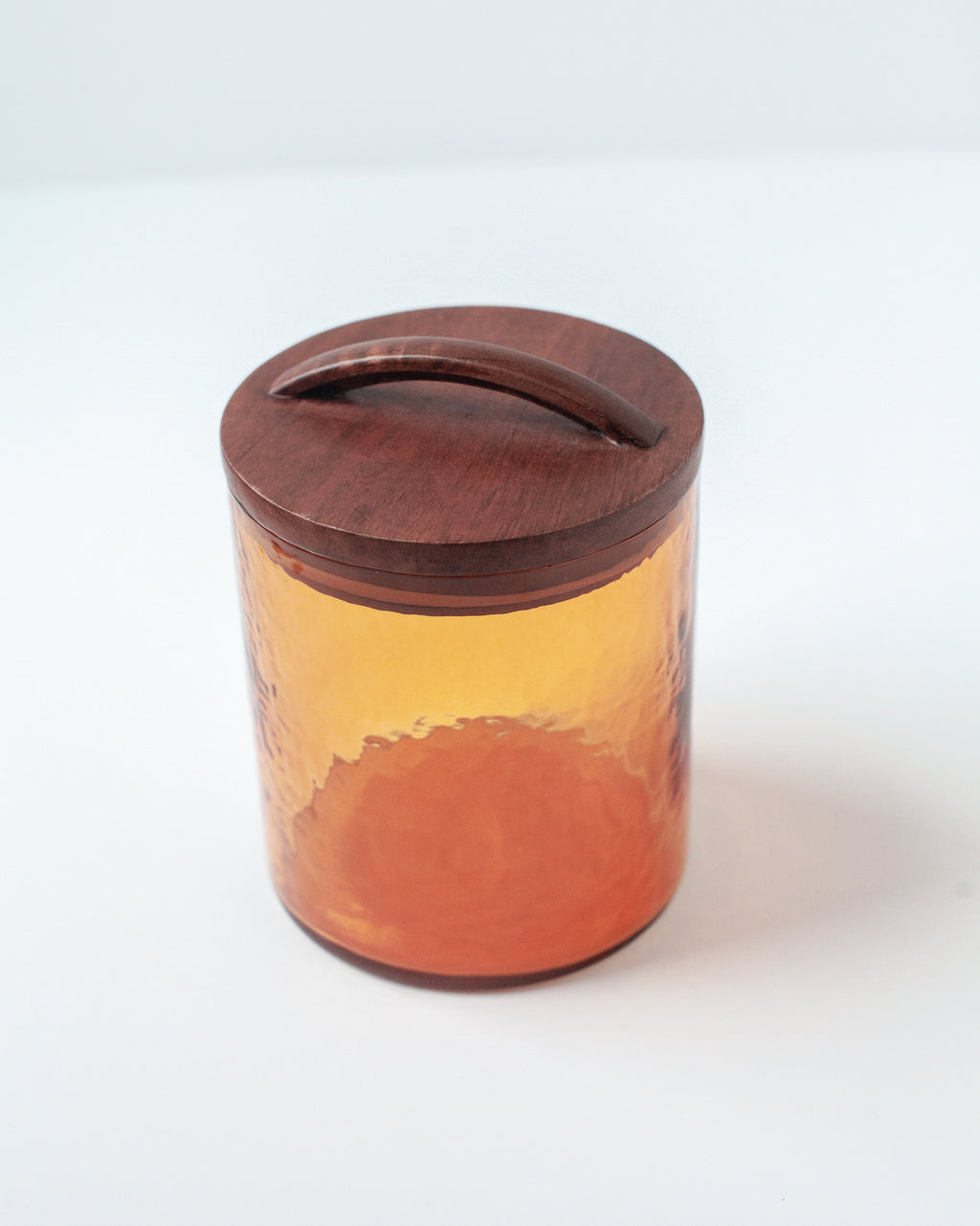 Handblown Hammered Glass Canisters with Wood Lid