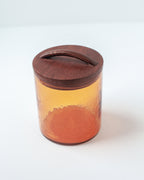 Handblown Hammered Glass Canisters with Wood Lid