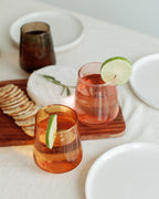 Handblown Hammered Glass Stemless Tumblers | Set of 2