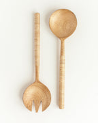 Hand-Crafted Thin Woven Mango Wood Salad Servers