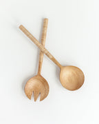 Hand-Crafted Thin Woven Mango Wood Salad Servers