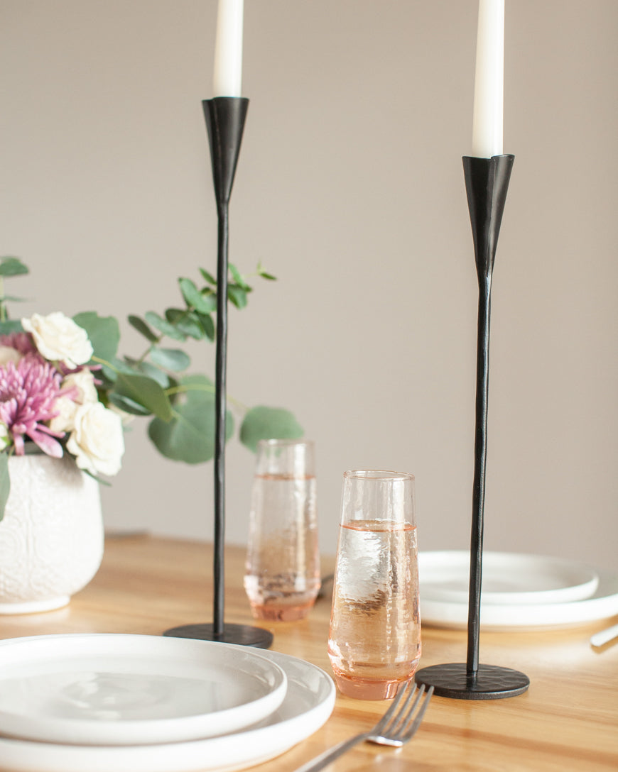 Handblown Hammered Champagne Flutes | Set of 2