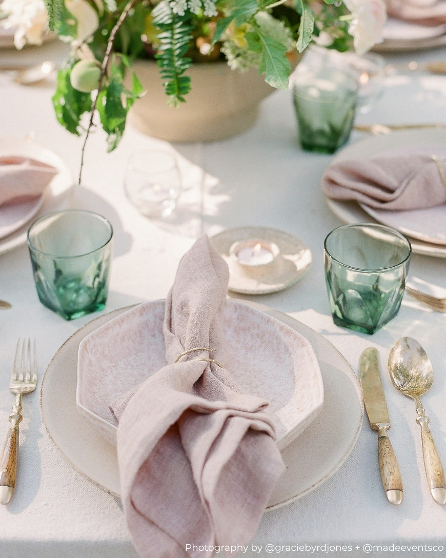 Hand-Woven Stone Washed Linen Hemmed Dinner Napkins
