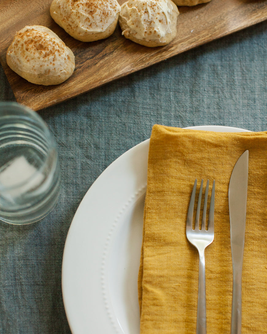 Hand-Woven Stone Washed Linen Hemmed Dinner Napkins