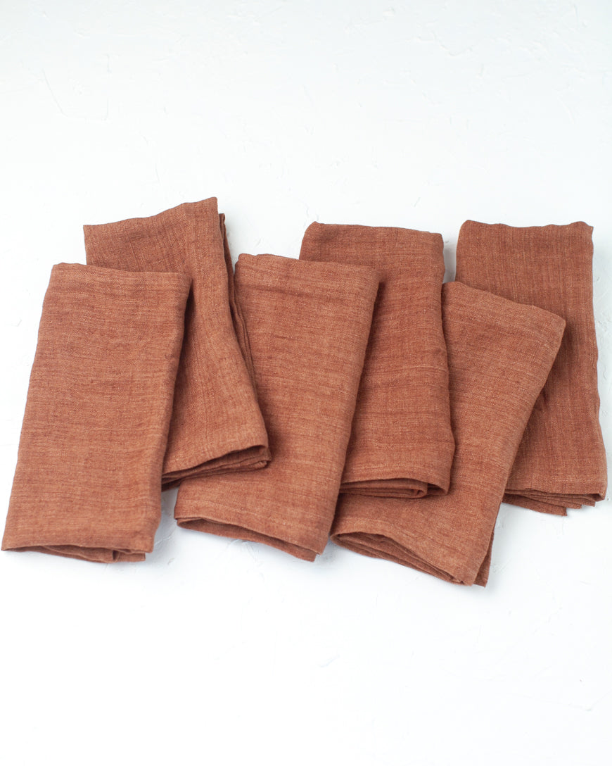 Hand-Woven Stone Washed Linen Hemmed Dinner Napkins