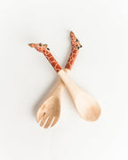 Giraffe Motif Handcrafted Salad Servers