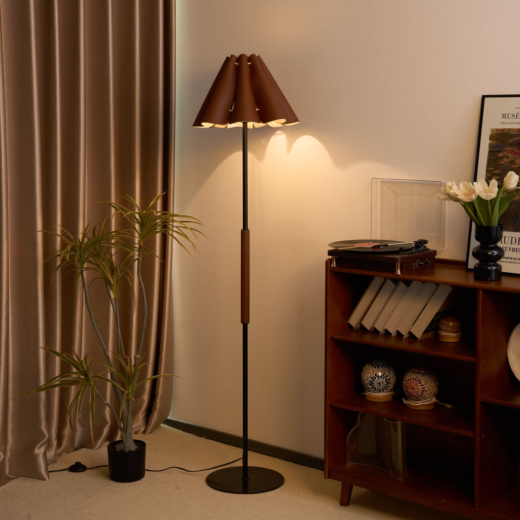 Floor Lamp with Leather Lampshade-2