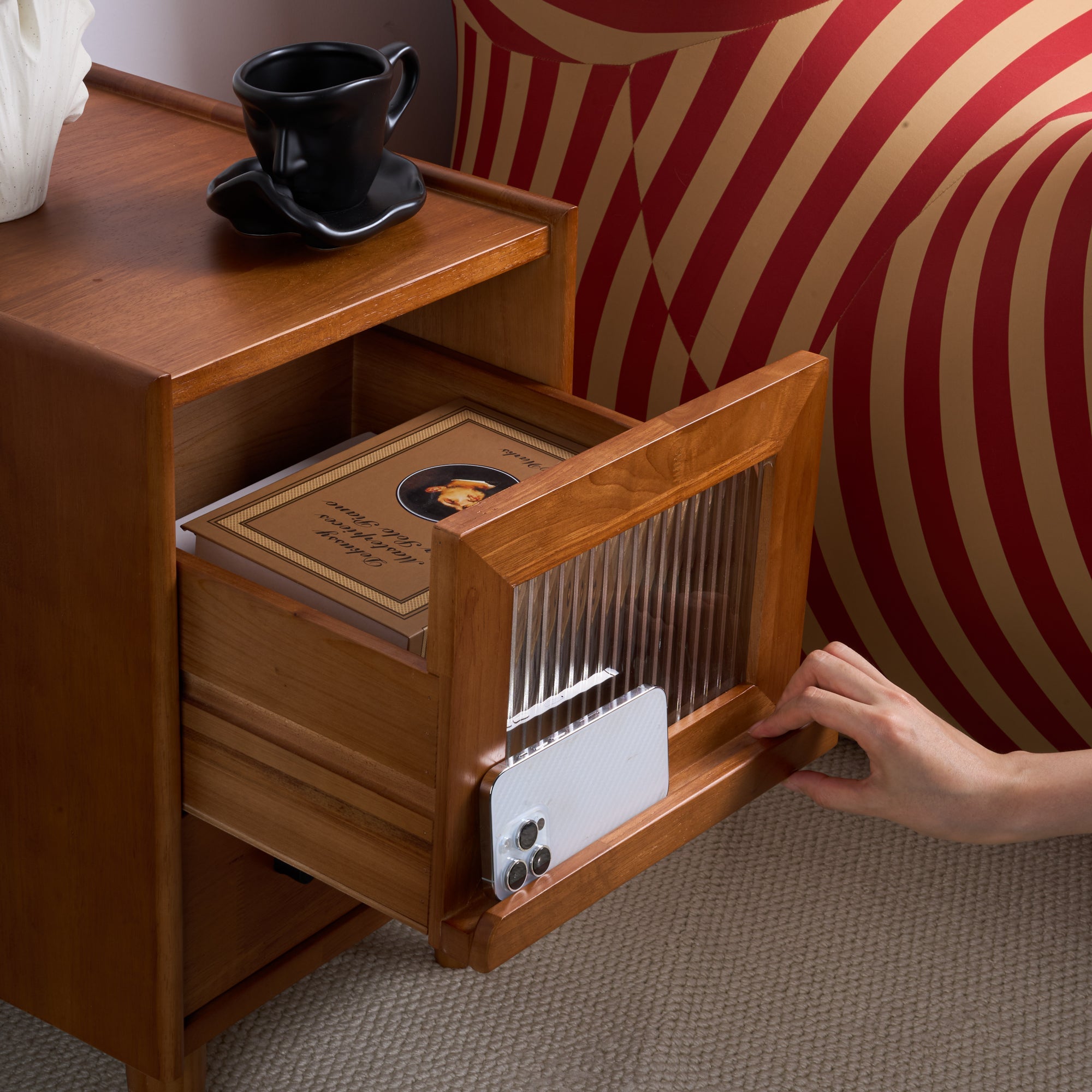 Vintage Nightstand Bedroom Minimalist Storage Cabinet-3