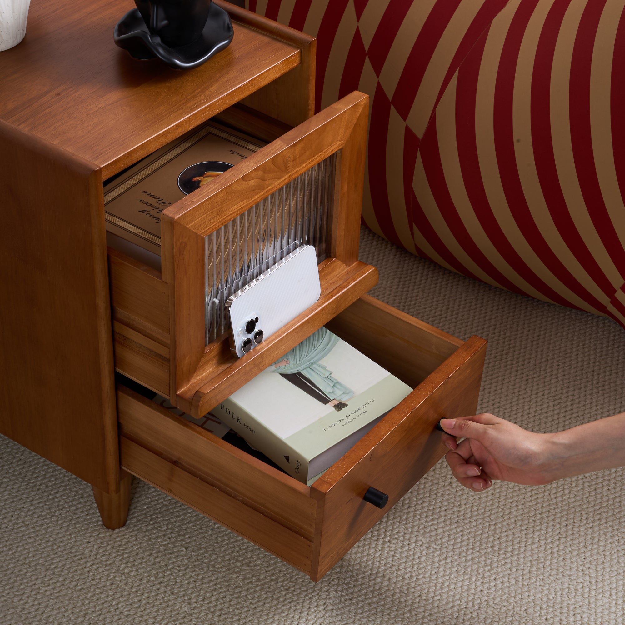 Vintage Nightstand Bedroom Minimalist Storage Cabinet-2