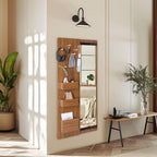 Walnut Pegboard Storage Dressing Mirror Cabinet-1