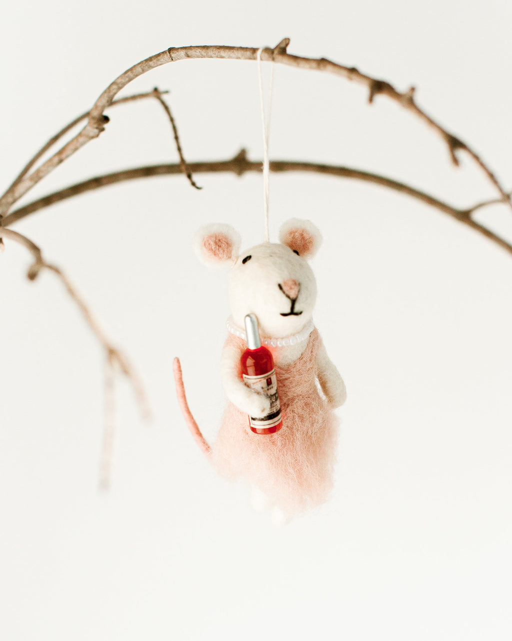Hand-Crafted 'Rosé All Day' Felt Mouse Ornament