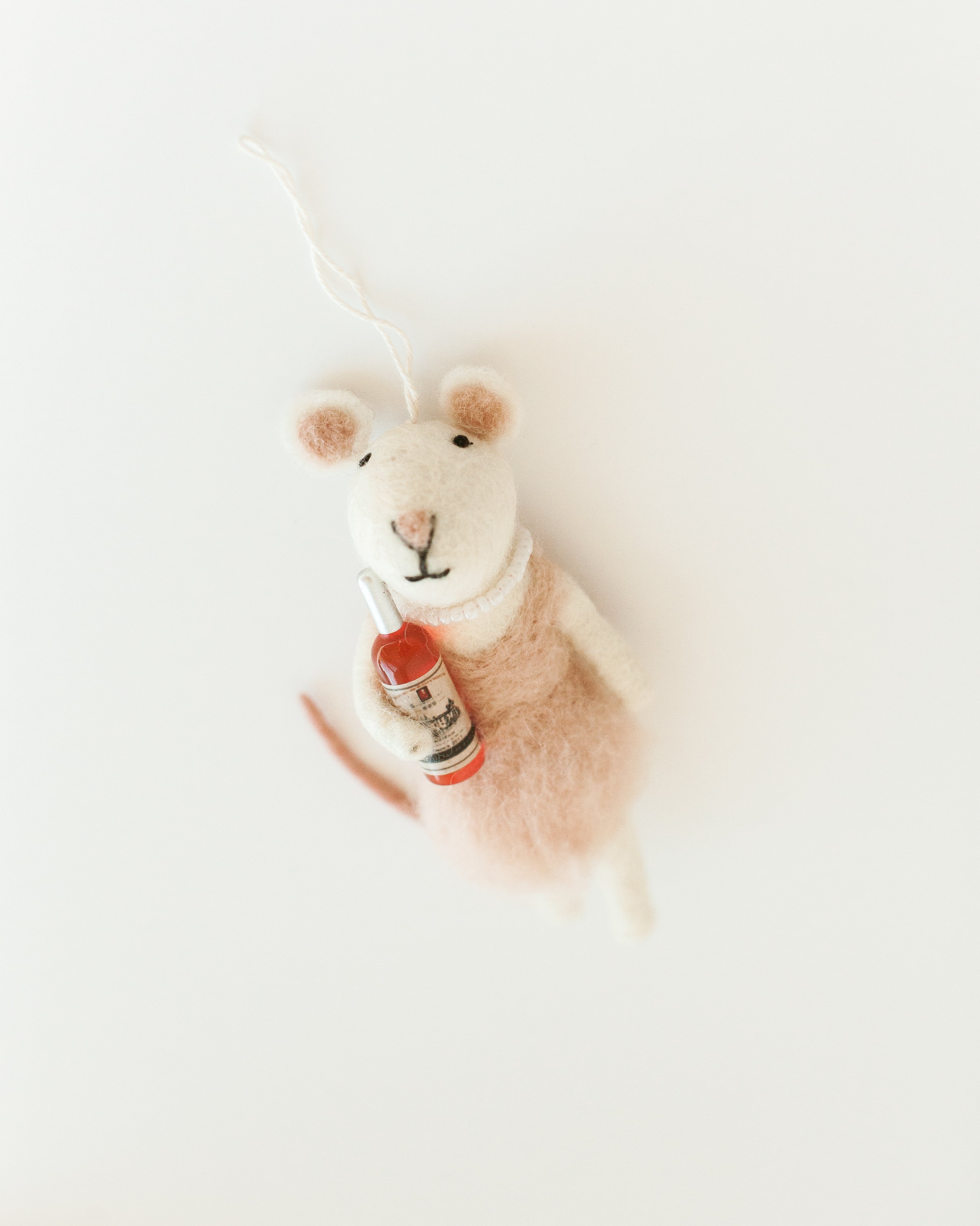 Hand-Crafted 'Rosé All Day' Felt Mouse Ornament