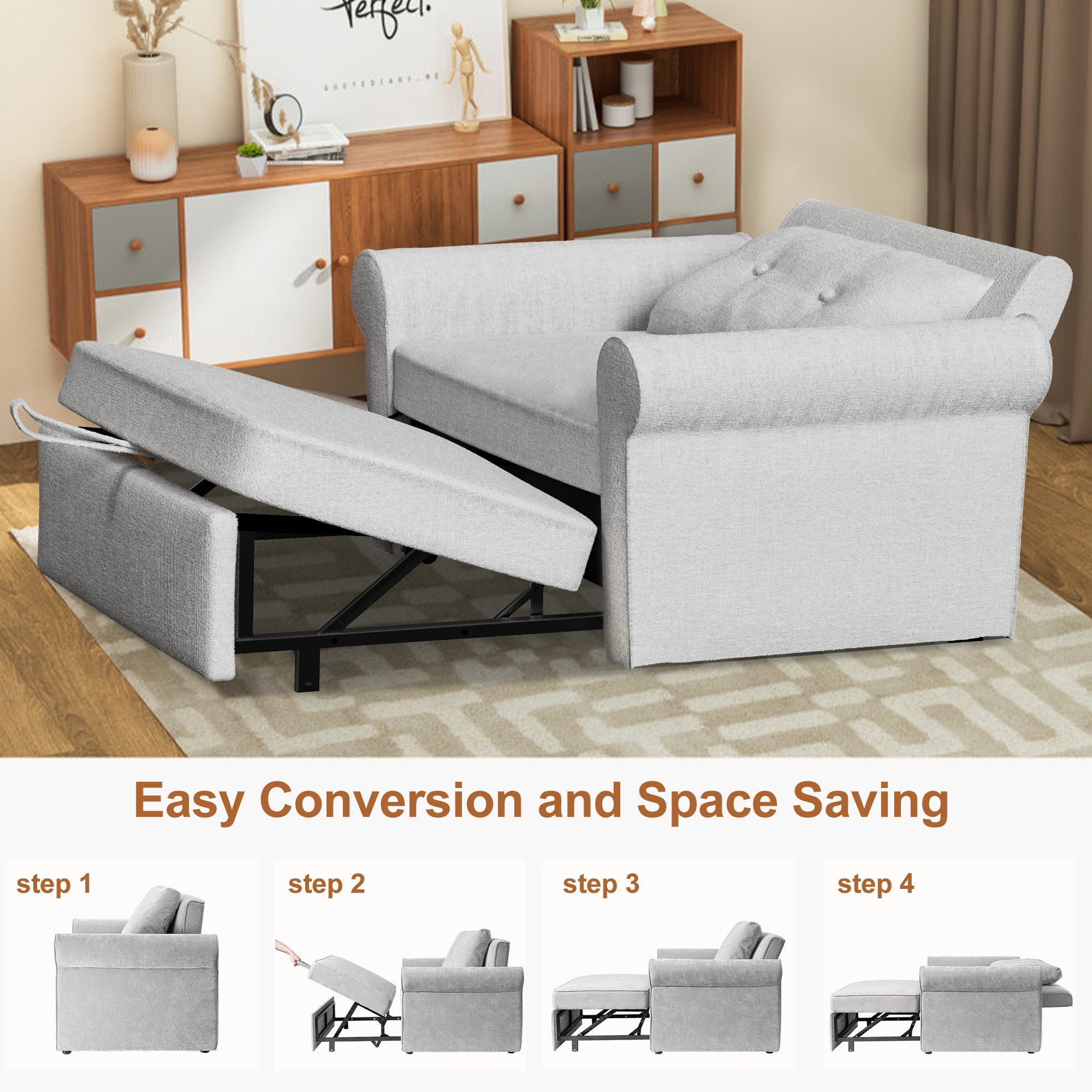 3-in-1 Adjustable Pull-Out Sleeper Chair Sofa