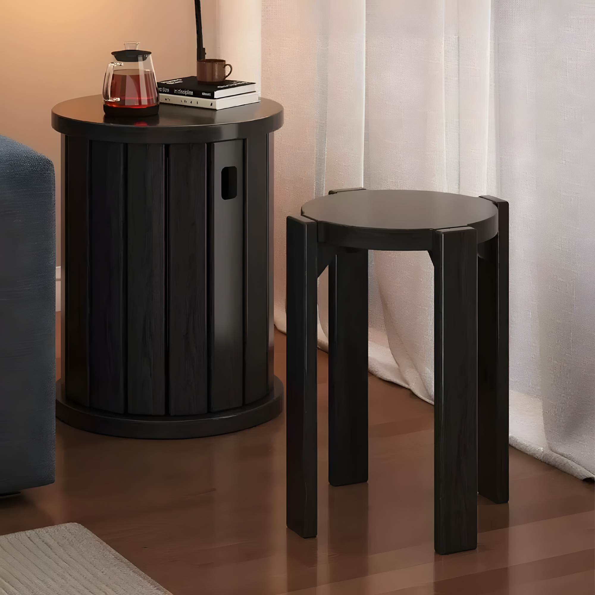 4-in-1  Solid Wood Stool Side Table-2