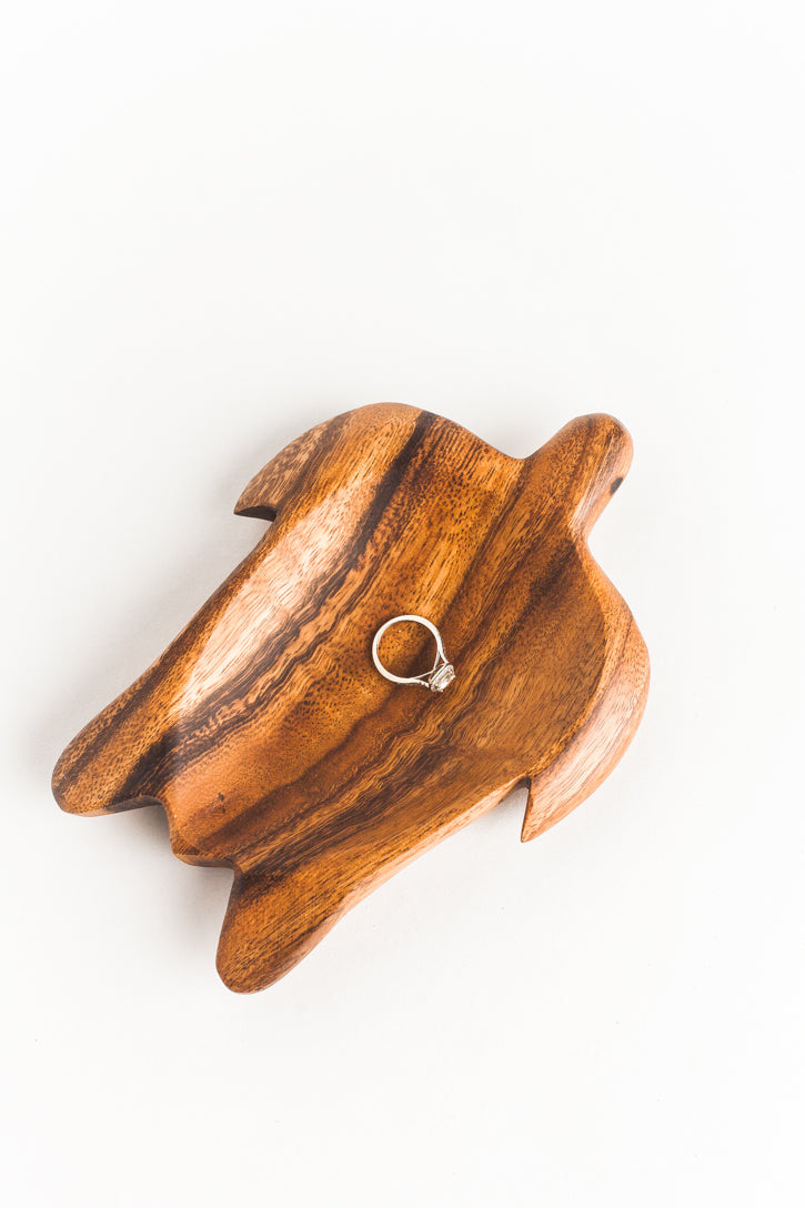 Handmade Acacia Wood Turtle Dish