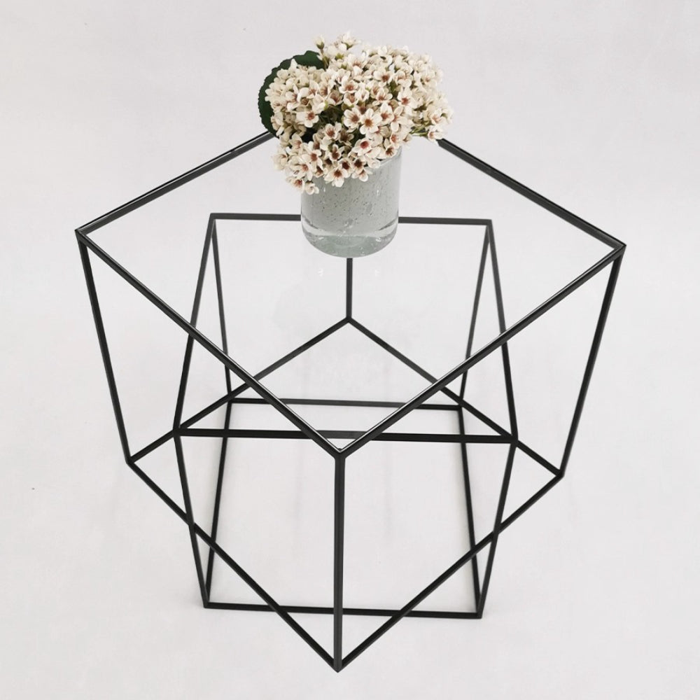 Glass double layer 3D floating side table-2