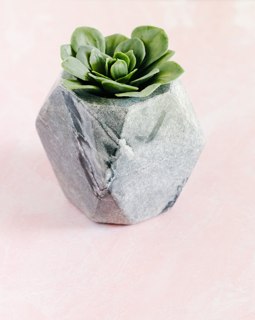 Hand-Crafted Geo Marble Planter