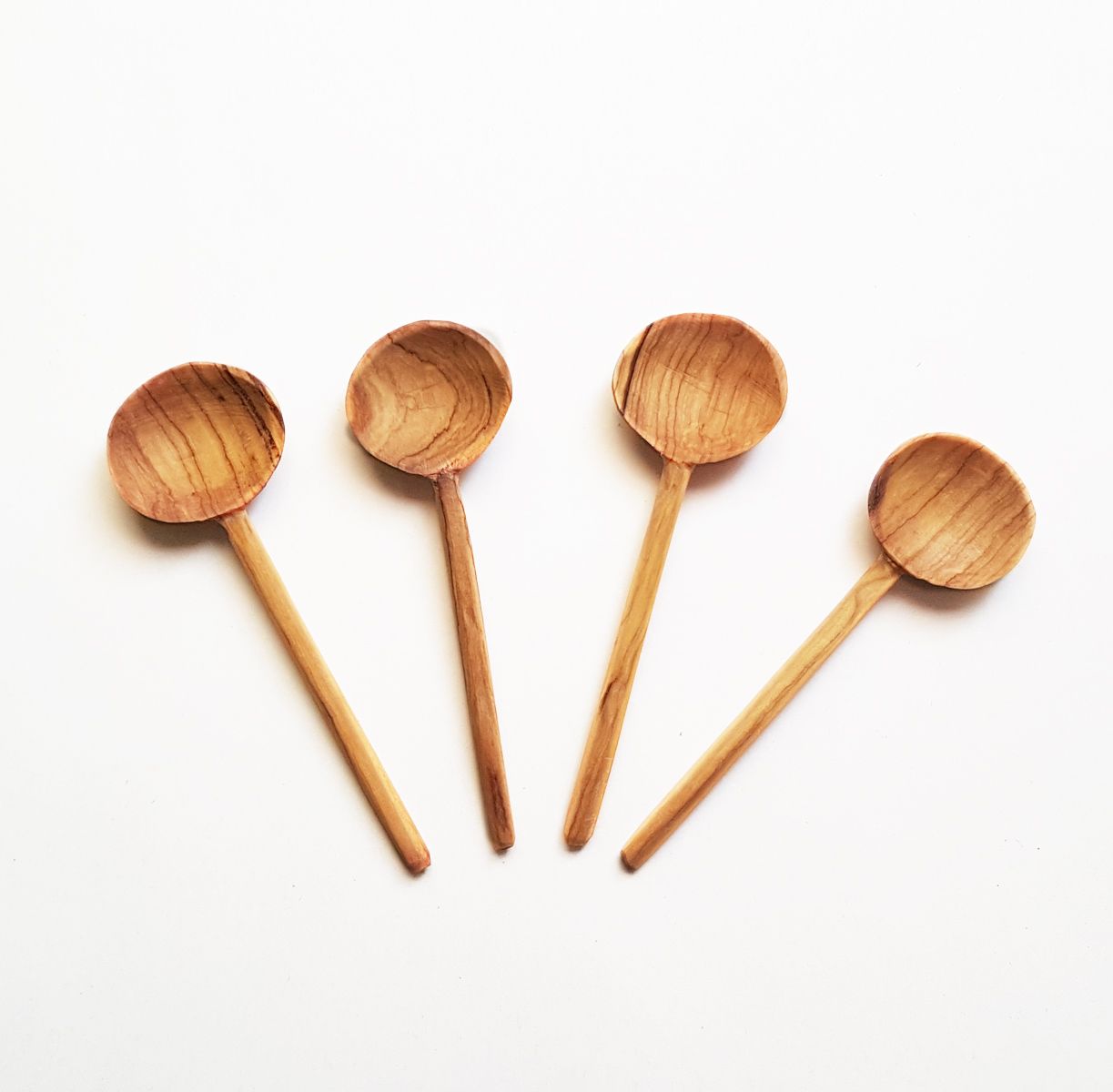 Hand-Carved Olive Wood Coffee Spoon Set