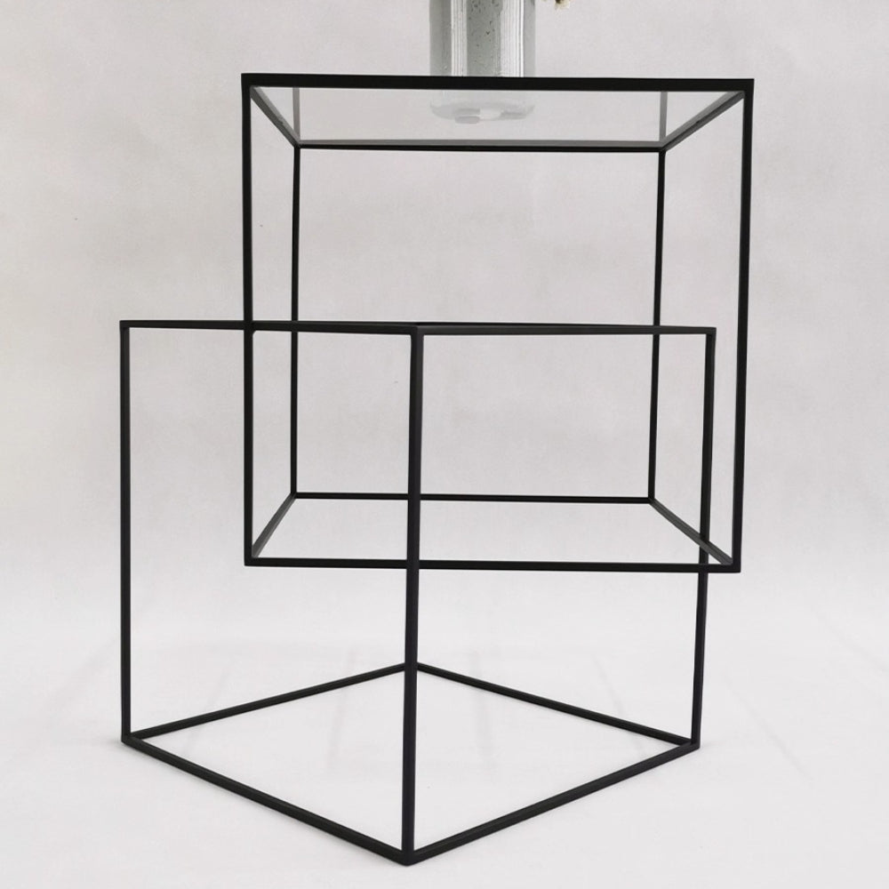 Glass double layer 3D floating side table-3