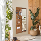 Walnut Pegboard Storage Dressing Mirror Cabinet-3