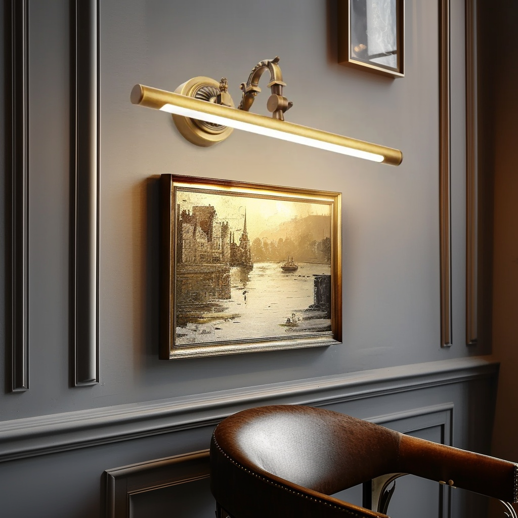 18" Vintage Brass Wall Light Sconces, 9W LED Wall lamp Retro Mirror Front lamp-1