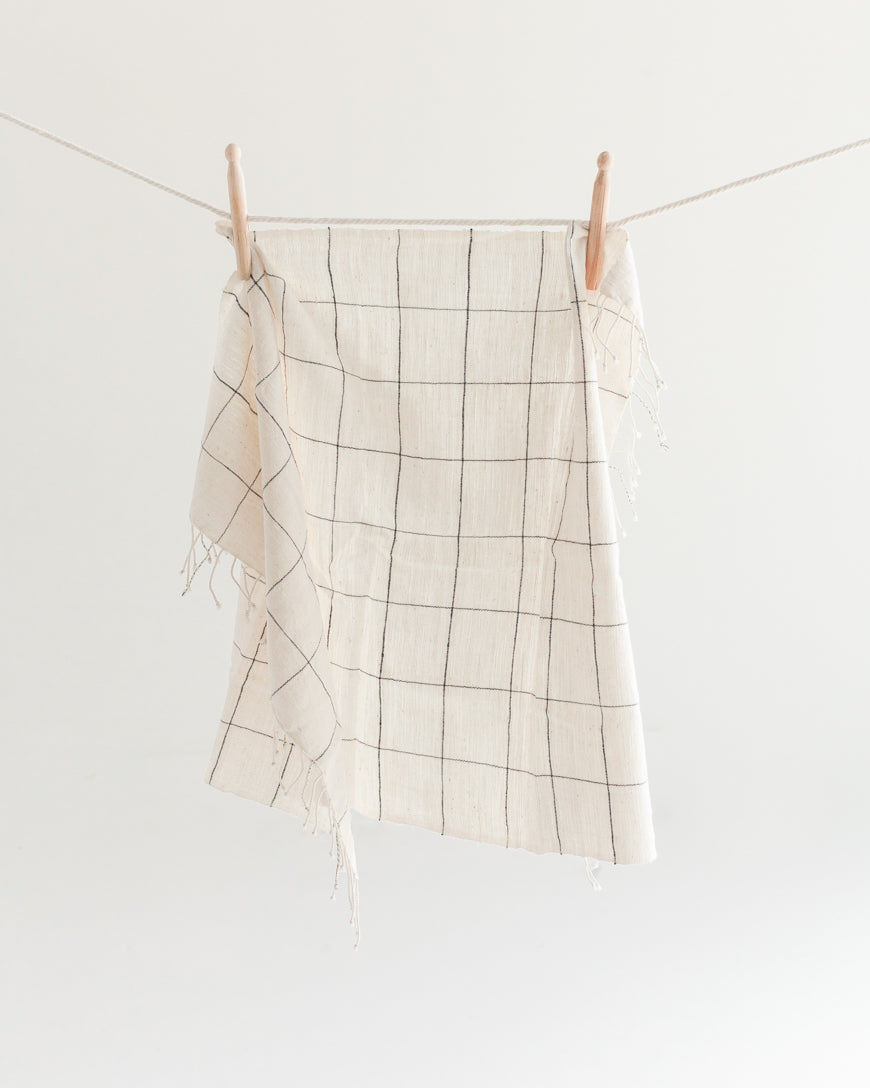 Hand-Woven Windowpane Plaid Hand Towel