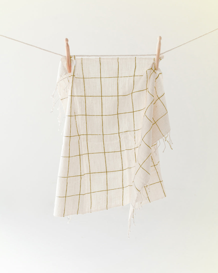 Hand-Woven Windowpane Plaid Hand Towel