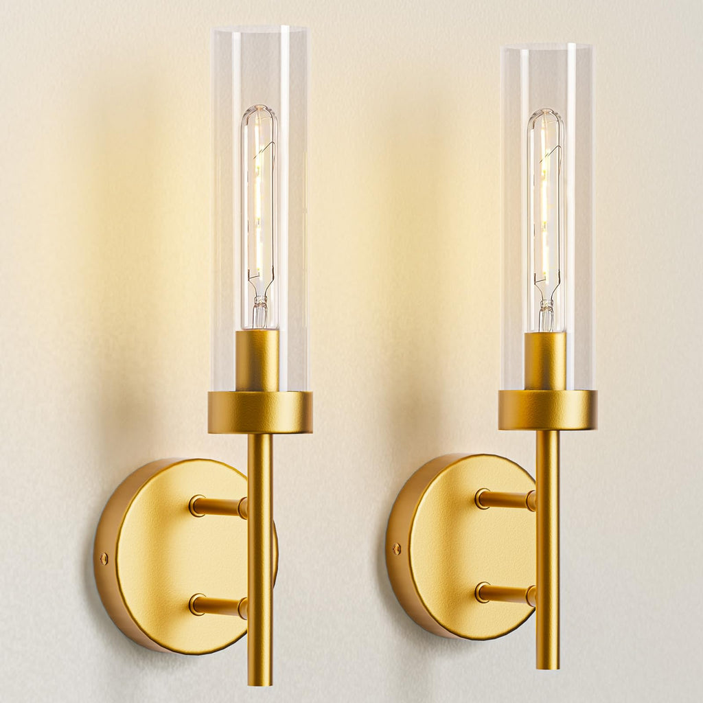 2-Pack Gold Hardwired Wall Sconces – Modern Vanity Lighting