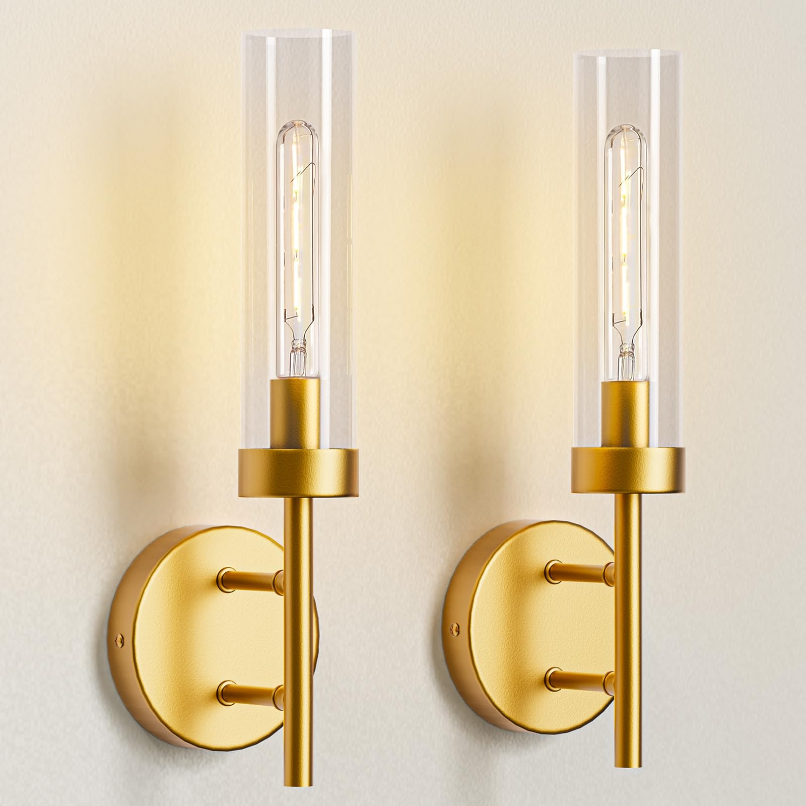 2-Pack Gold Hardwired Wall Sconces – Modern Vanity Lighting