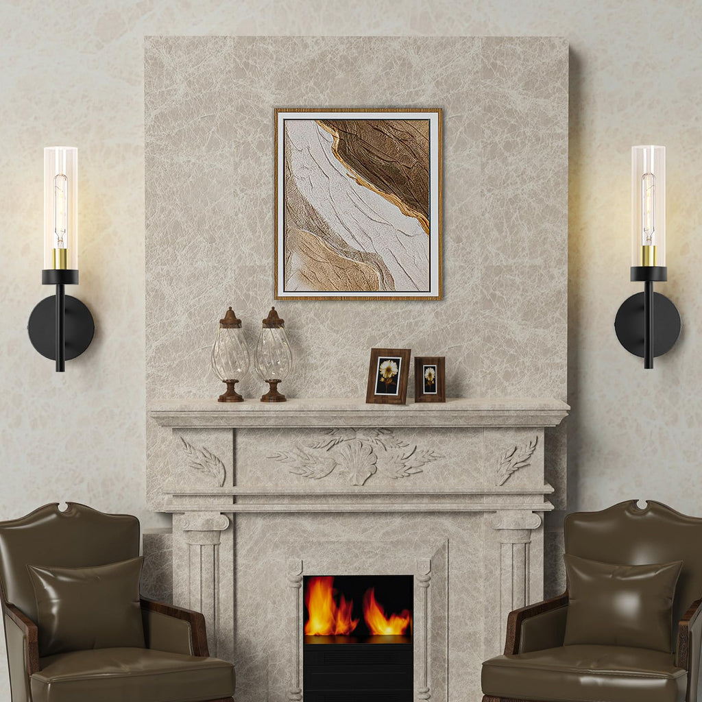 2PCS Glass Farmhouse Wall Lamp, Modern Bathroom Vanity Sconces Wall Lighting-3