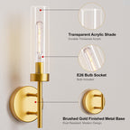 2-Pack Gold Hardwired Wall Sconces – Modern Vanity Lighting