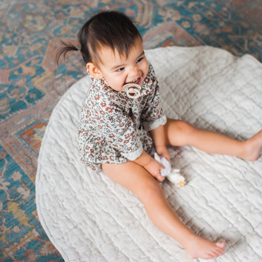 Hand-woven Stone Washed Linen Quilted Play Mat