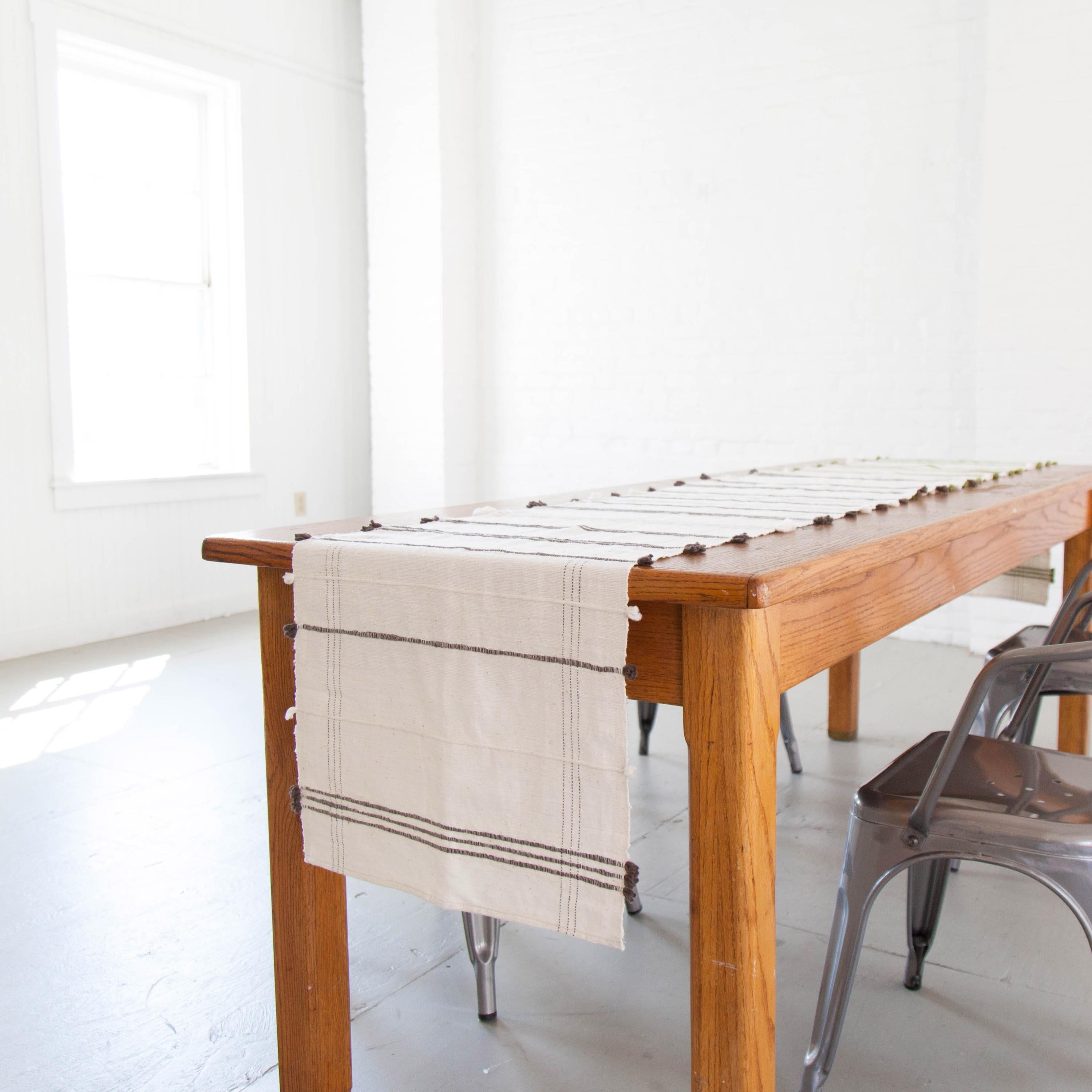 Hand-Woven Ribbons Cotton Table Runner