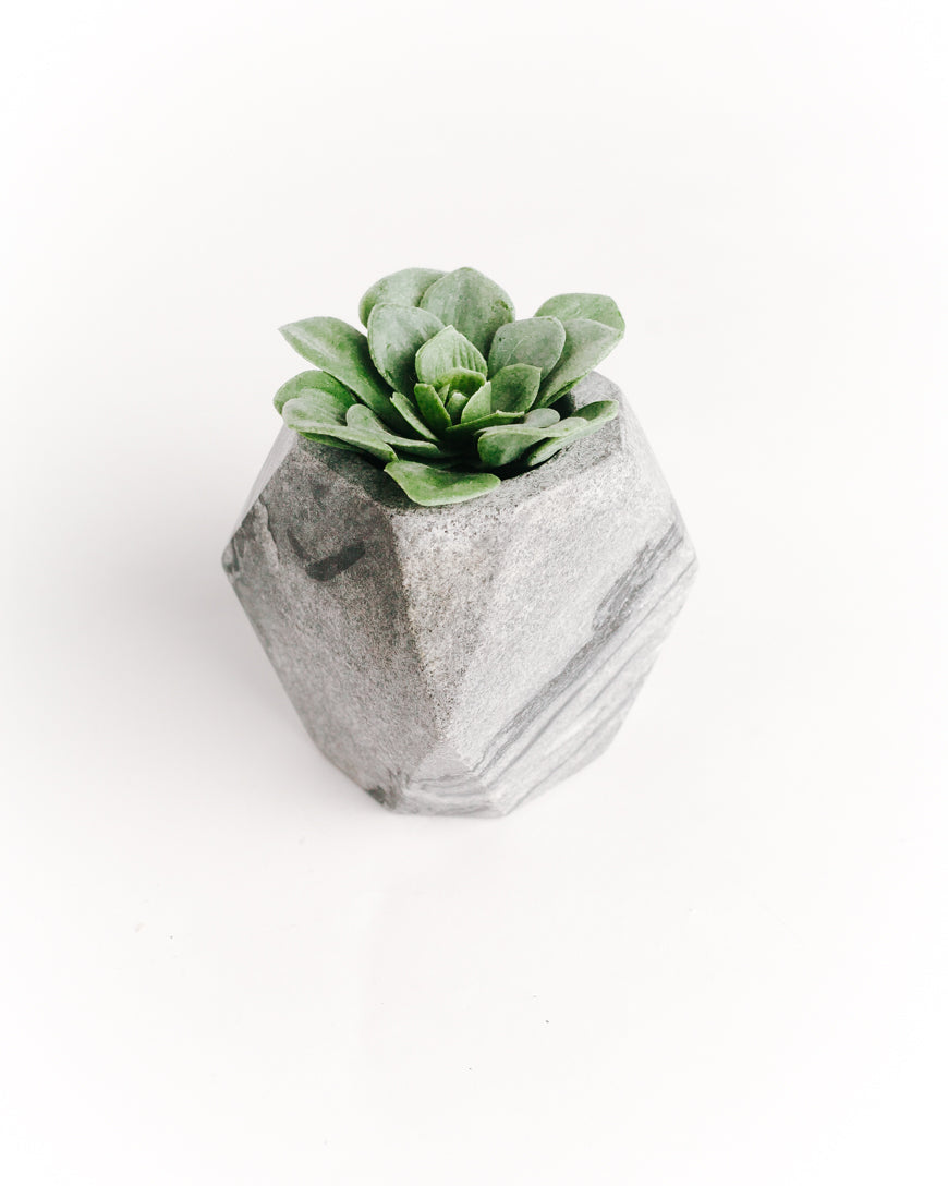 Hand-Crafted Geo Marble Planter