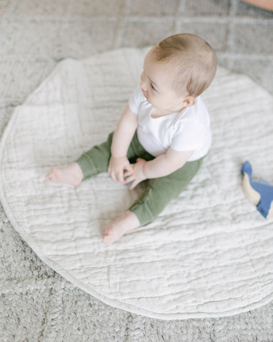 Hand-woven Stone Washed Linen Quilted Play Mat