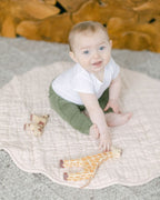 Hand-woven Stone Washed Linen Quilted Play Mat