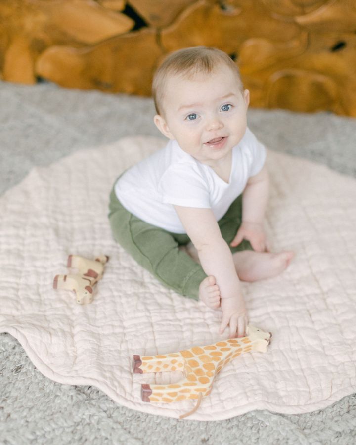 Hand-woven Stone Washed Linen Quilted Play Mat